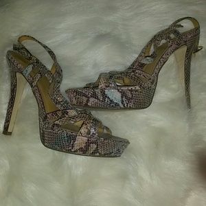 BCBG Multi-colored Snakeskin Heels Size 7